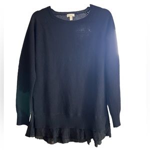 Garnet Hill Cashmere with silk shirttail black S